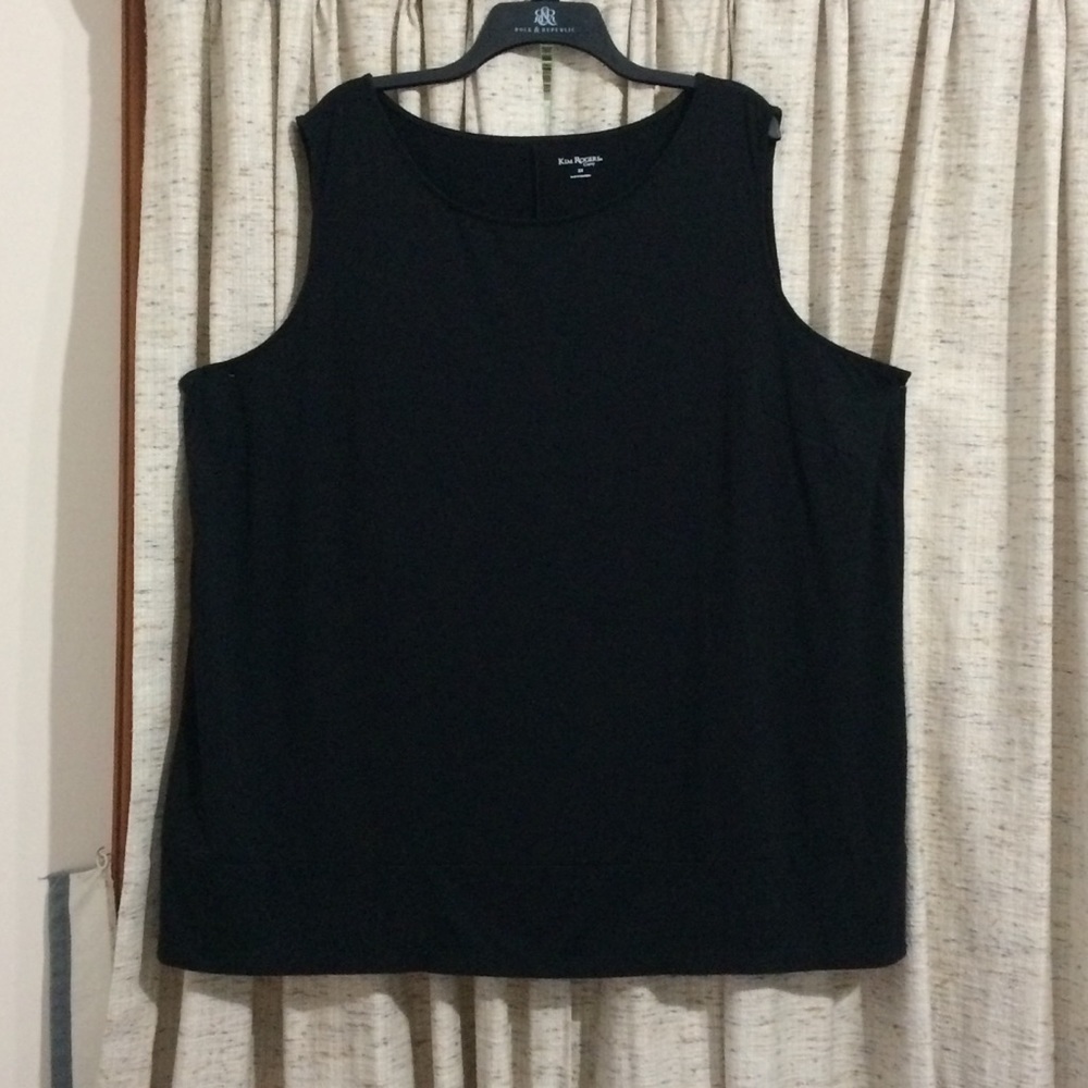 Kim Rogers Curvy Sleeveless Black Tunic Top - 3X
